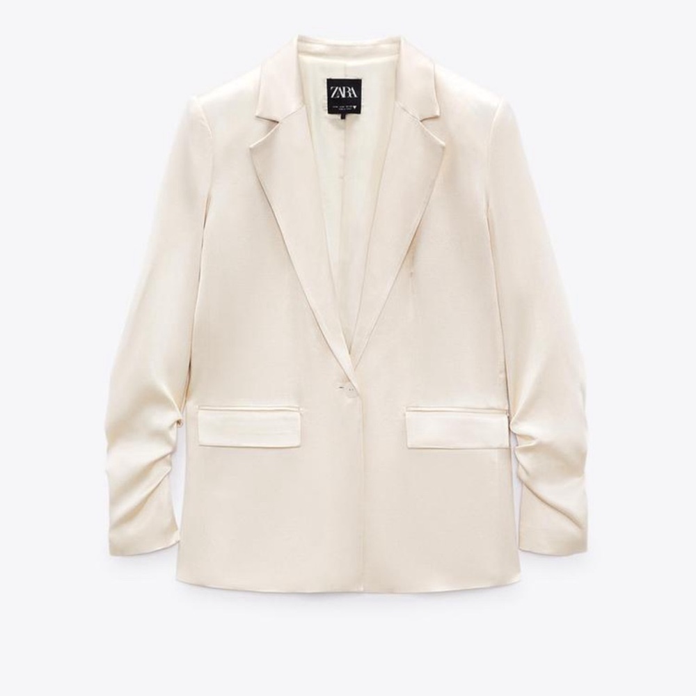 Zara Ruched Satin Effect Blazer